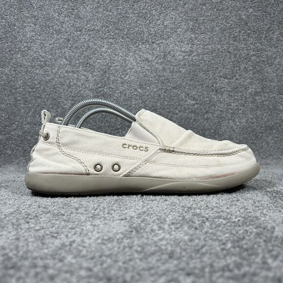 Crocs Walu 11270 Men's Size 10 Khaki Tan Moccasin Toe Slip-On Loafer Shoes Used - Picture 1 of 11